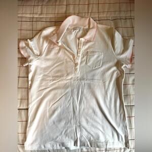 Liz Golf White Polo Shirt with coral Trim